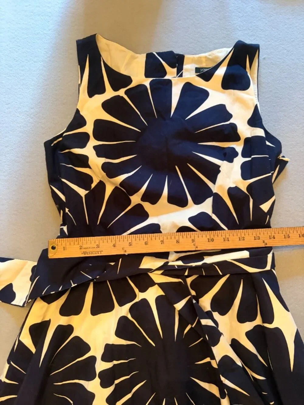 💙 J.Crew Blue Burst Belted A-Line Dress - Size 10 - Picture 6 of 9